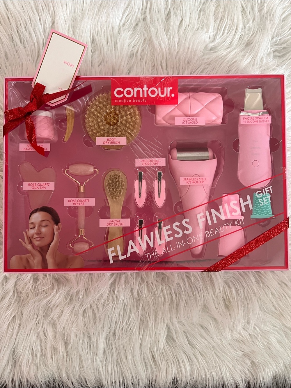 NEW - Contour Flawless Finish Beauty Gift Set - Pink & Mint